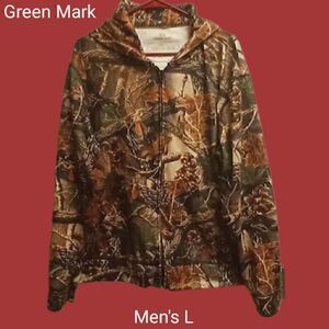 ❄️Green Mark Mens Camo hoodie/lightweight jacket size L